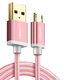 USB кабель UGREEN, USB тип-A, micro-USB тип-B, 100 см, 2 A, розовый, #6957303836659