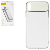 Чохол Baseus для iPhone XS Max, білий, прозорий, зі вставкою із PU шкіри, пластик, PU шкіра, #WIAPIPH65-SS02