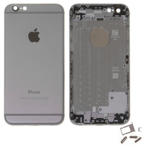 Корпус для Apple iPhone 6, черный, с держателем SIM карты, с боковыми кнопками, High Copy