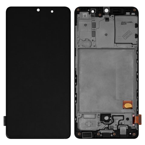 Дисплей для Samsung A415 Galaxy A41, черный, с рамкой, Оригинал переклеено стекло 