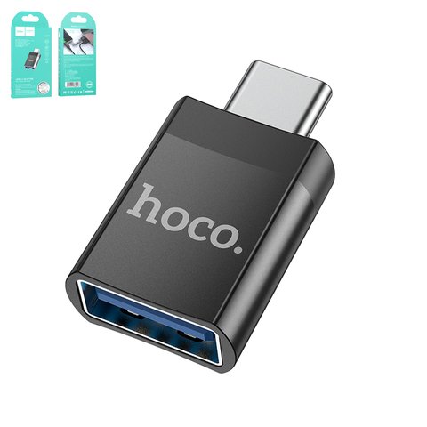 Адаптер Hoco UA17, USB тип C до USB 3.0 тип A, USB тип C, USB тип A, сірий, #6931474762016
