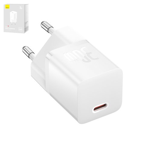 Сетевое зарядное устройство Baseus GaN5, 30 Вт, Quick Charge, белый, 1 порт, #CCGN070502