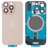 Задняя панель корпуса для iPhone 16 Pro, бело-золотистый, со стеклом камеры, Original (PRC), desert titanium