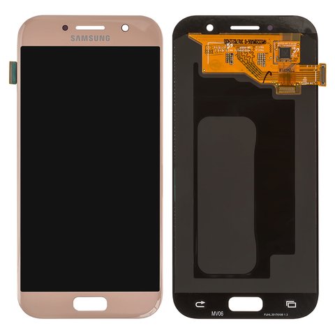 LCD compatible with Samsung A520 Galaxy A5 2017 , pink, without frame, original change glass 