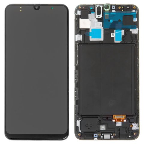 LCD compatible with Samsung A305 Galaxy A30, black, with frame, Original PRC , original glass 