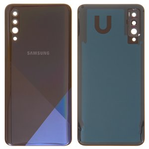 Panel trasero de carcasa puede usarse con Samsung A307F DS Galaxy A30s, negra, con vidrio de cámara, prism crush black