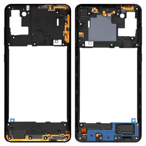 Housing Middle Part compatible with Samsung A217 Galaxy A21s, black, with side button 