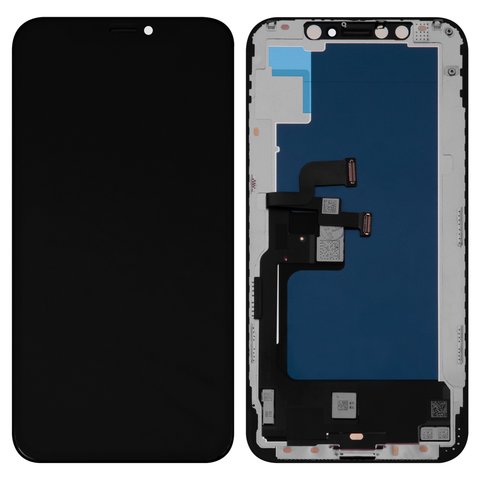 LCD compatible with iPhone XS, black, with frame, AA, OLED , ZY OEM hard 