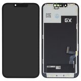 Дисплей для iPhone 13, черный, с рамкой, HC, (OLED), GX OEM hard