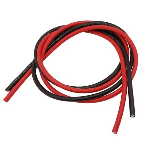 Wire In Silicone Insulation 10AWG, 5,3 мм², 1 m, black, UL3135 