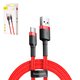 USB Cable Baseus Cafule, (USB type-A, USB type C, 300 cm, 2 A, red, nylon braided) #CATKLF-U09