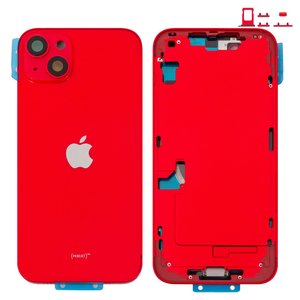 Housing compatible with iPhone 14 Plus, red, with SIM card holders, with side buttons, Original PRC , EU Version, red 