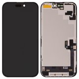 LCD compatible with iPhone 16, (black, with frame, High Copy, without error, (OLED) soft diagnosable, DD-OLED)