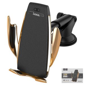 Беспроводное зарядное устройство Hoco CA34, на дефлектор, вход micro USB 5 В 2 А 9 В 1,67 А, вакуумная присоска, выход 5В 7.5В 10В , черное, золотистое