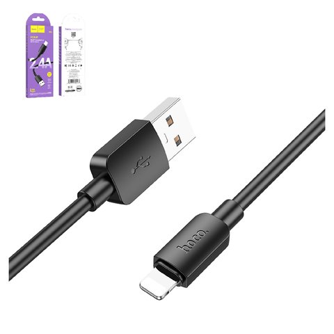 USB кабель Hoco X96, USB тип A, Lightning, 100 см, 2,4 А, чорний, #6931474799067