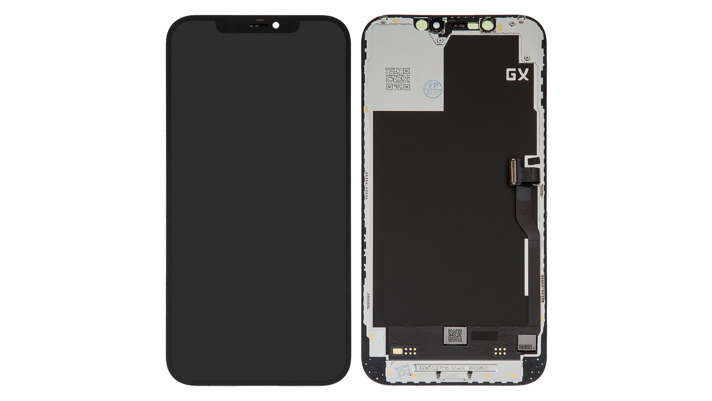 LCD compatible with iPhone 12 Pro Max, (black, with frame