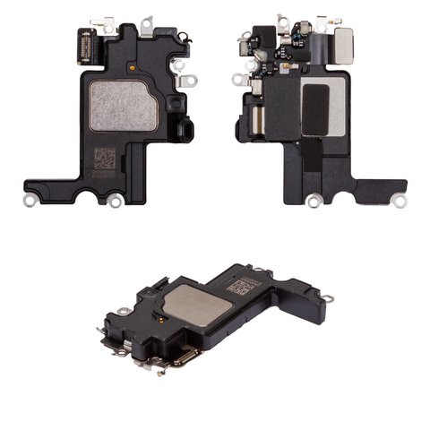 Speaker compatible with iPhone 15 Plus, in frame