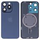 Housing Back Cover compatible with iPhone 15 Pro, (dark blue, with camera lens, PRC)