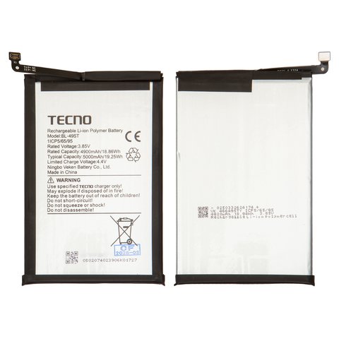 Battery BL 49ST compatible with Tecno Spark 10, Spark 20 KJ5 , Li Polymer, 3.85 V, 5000 mAh, Original PRC