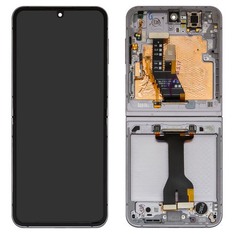 LCD compatible with Samsung F741 Galaxy Z Flip6, gray, with frame, Original PRC , silver shadow 