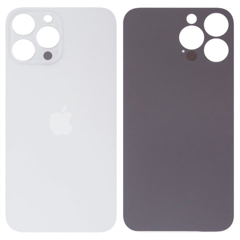 Задняя панель корпуса для iPhone 13 Pro Max, серебристая, белая, не нужно снимать стекло камеры, Original PRC , Silver, big hole
