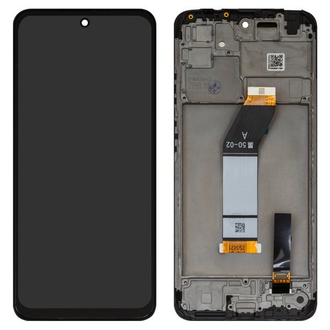 LCD compatible with Xiaomi Redmi 10 2021 , black, with frame, High Copy 