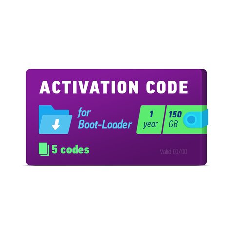 Boot Loader 2.0 Código de activación 1 año, 5 códigos x 150 GB 