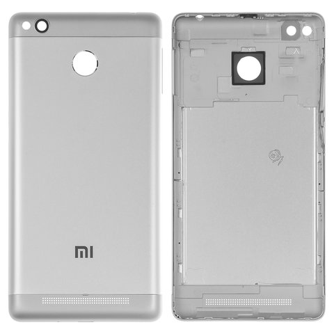 Panel trasero de carcasa puede usarse con Xiaomi Redmi 3S, plateada, blanco, con botones laterales, 2016031