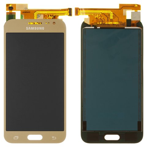Pantalla LCD puede usarse con Samsung J200 Galaxy J2, dorado, sin ajuste de brillo, sin marco, Copy, TFT 