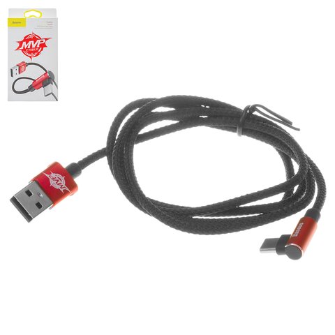 Cable USB Baseus MVP Elbow, USB tipo A, USB tipo C, 100 cm, 2 A, rojo, negro, #CATMVP A09