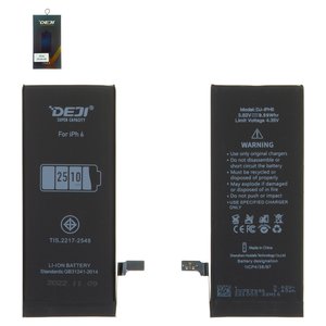 Batería Deji puede usarse con Apple iPhone 6, Li ion, 3.82 V, 2510 mAh, mayor capacidad, original IC