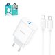 Adaptador de red Hoco C104A, 20 W, Power Delivery (PD), blanco, con cable USB tipo C - Lightning para Apple, 1 puerto, #6931474782908