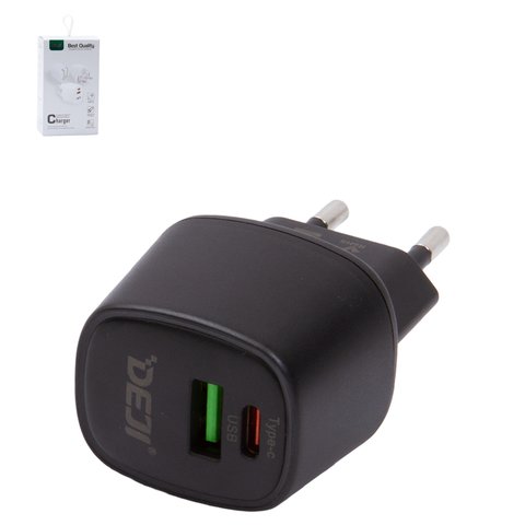 Adaptador de red Deji A88, 20 W, negro, 2 puertos