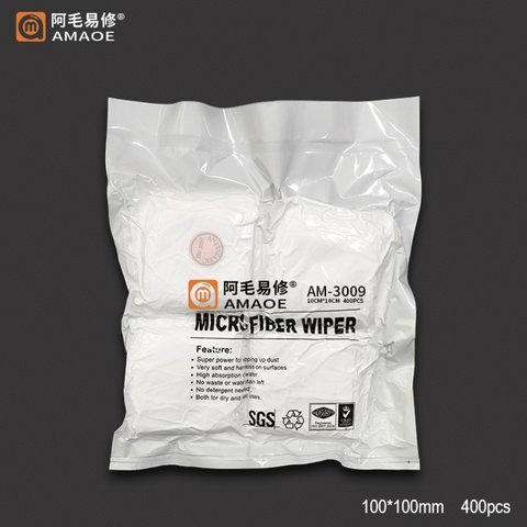 Toalla de microfibra Amaoe AM 3009, para eliminar polvo y huellas, 400 uds., 100*100 mm