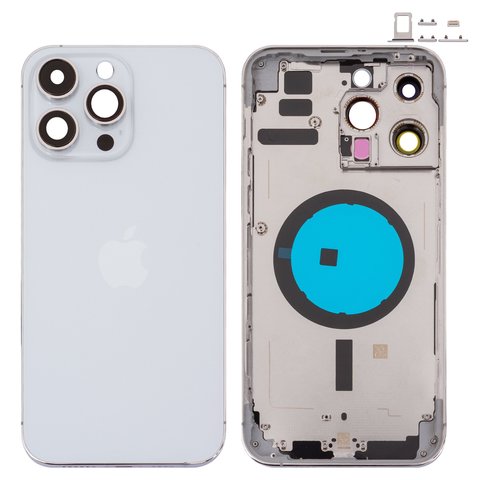 Carcasa puede usarse con iPhone 14 Pro Max, plateado, con botones laterales,  con sujetador de tarjeta SIM, Original PRC , EU Version, silver