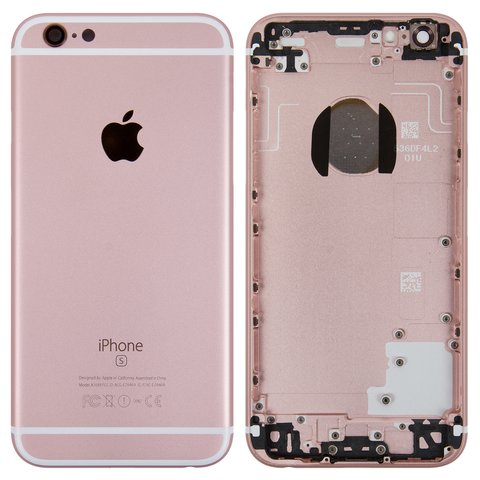 Корпус для Apple iPhone 6S, розовый, с держателем SIM карты, с боковыми кнопками