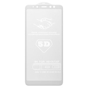 Защитное стекло All Spares для Samsung A730 Galaxy A8+ 2018 , 5D Full Glue, белый