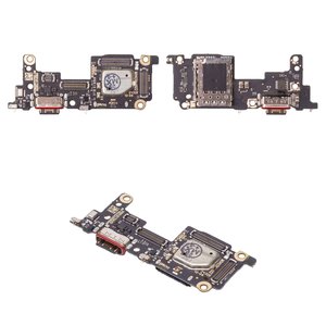 Шлейф для Xiaomi 12T, 12T Pro, коннектора зарядки, с микрофоном, с компонентами, c SIM коннектором, плата зарядки