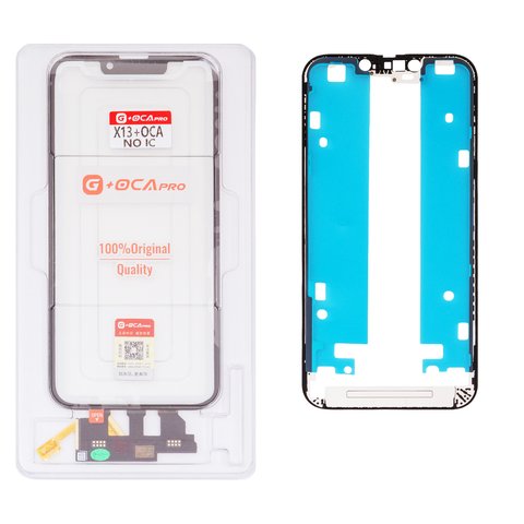 Сенсорный экран G+OCA PRO для iPhone 13, с рамкой, с ОСА пленкой, черный, без микросхемы