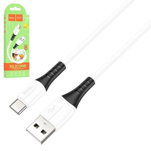 USB кабель Hoco X82, USB тип C, USB тип A, 100 см, 3 A, белый, силиконовый, #6931474768582